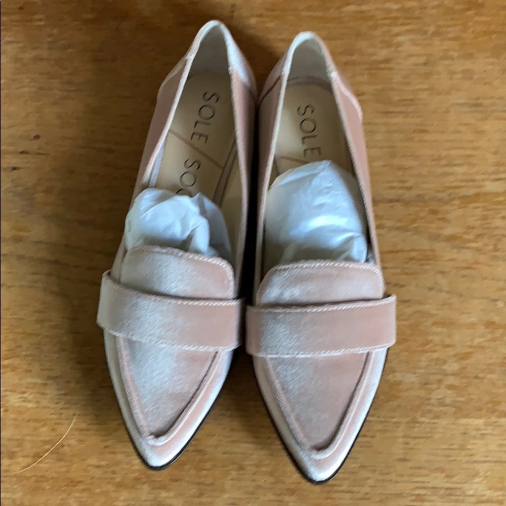 Blush velvet flats